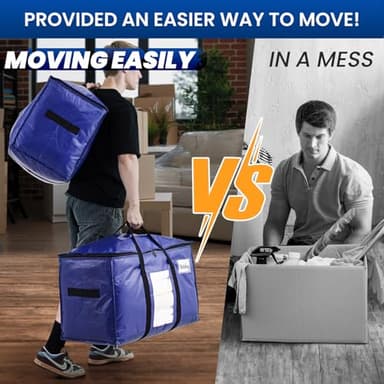 TAILI 6 Pack Dark Blue Extra Large Storage Bags, Heavy Duty Totes with Visible Window, Wrap Around Handles, Perfect for Moving - Image 7