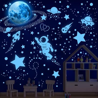 530 Glow in The Dark Stars Ceiling Stars Glow in The Dark Glow Moon and Space Wall Decals Astronaut Universe Galaxy Planet Wall Stickers Glowing Wall Stickers Kid Boys Living Room Decor - Image 7