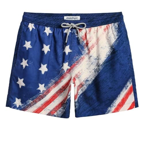 maamgic Mens Swim Trunks 5" with Mesh Lining Quick Dry Bathing Suits for Men Swim Shorts Swimwear X-Small American Flag - Image 1