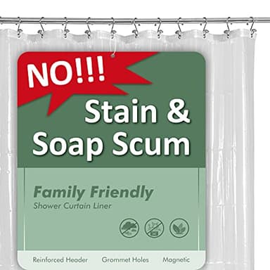 Barossa Design Plastic Shower Liner Clear - Premium PEVA Shower Curtain Liner with Rustproof Grommets and 3 Magnets, Waterproof Cute Lightweight Standard Size Bathroom Curtains - Clear - Image 2