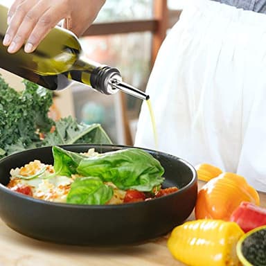 AOZITA 17oz Glass Olive Oil Bottle Dispenser - 500ml Green Oil and Vinegar Cruet with Pourers and Funnel - Olive Oil Carafe Decanter for Kitchen - Image 6