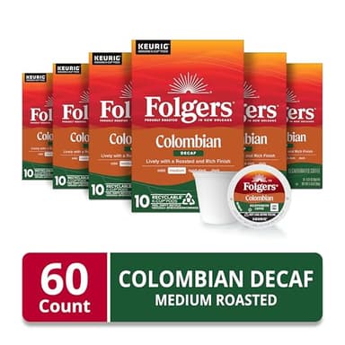 Folgers Colombian Decaf Coffee, Medium Roast, Keurig K-Cup pods, 10 Count Box (Pack of 6) - Image 5
