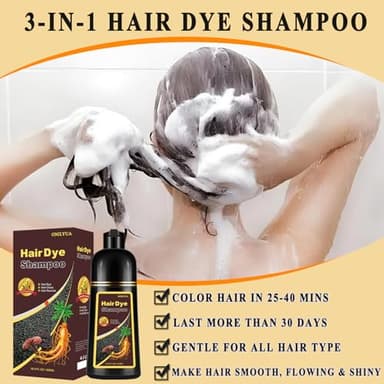 Wine Red Hair Dye Shampoo 3 in 1, Long-lasting & Natual Hair Color Shampoo, Herbal Ingredients Natural Shampoo Hair Dye Effect in Minutes, Gifts for Men Women 500ml - Image 4