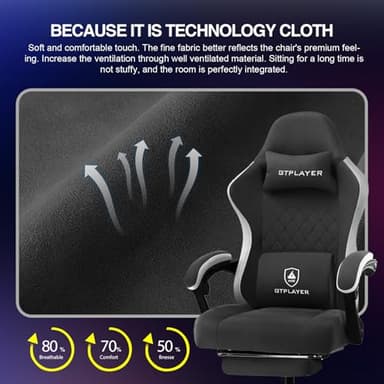 GTPLAYER Gaming Chair, Computer Office Chair with Pocket Spring Cushion, Linkage Armrests and Footrest, High Back Ergonomic Computer Chair with Lumbar Support Task Chair with Footrest - Image 7