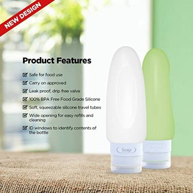 Dot&Dot Leak Proof Travel Bottles - TSA Approved 3oz Silicone Toiletries Travel Shampoo & Conditioner Containers with Labels - Image 9