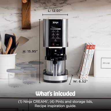 Ninja CREAMi | Ice Cream Maker Bundle | Includes (4)16 oz. Tubs for Gelato, Mix-ins, Milkshakes, Sorbet, Smoothie Bowls & More| 7 One-Touch Programs| Compact Size| Perfect for Kids | Silver - Image 3