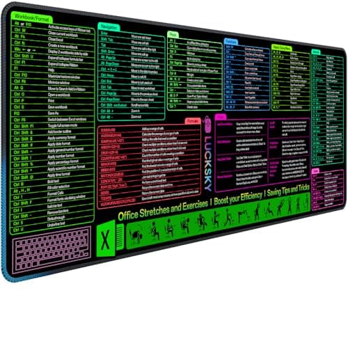 Large Excel Cheat Sheet Desk Pad, Cheat Table Gaming Mousepad, Over 150 Excel Shortcuts, Non-Slip Sewn Edge, Suitable for Office Use, Employee Appreciation Gift - Image 1