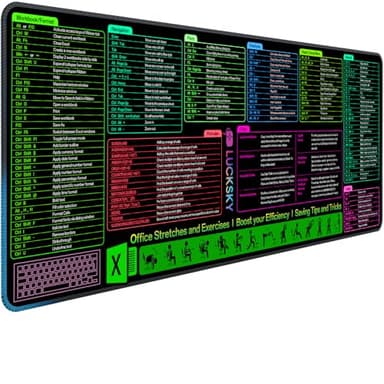 Large Excel Cheat Sheet Desk Pad, Cheat Table Gaming Mousepad, Over 150 Excel Shortcuts, Non-Slip Sewn Edge, Suitable for Office Use, Employee Appreciation Gift - Image 1