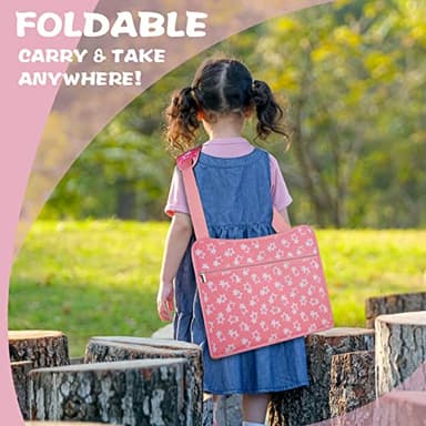 MENZOKE Kids Travel Tray for Toddler Car Seat, Lap Tray for Girl Activities with Dry Erase Board & Cooler Cup Holder, Road Trip Essentials Accessories with No-Drop Large Tablet iPad Holder Stand,Pink - Image 6