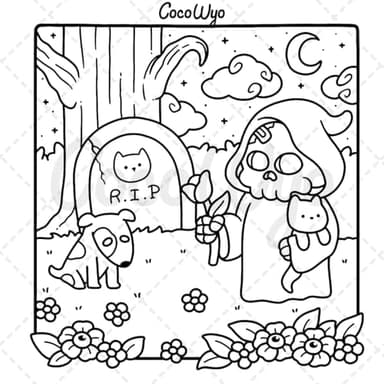 Spooky Cutie: Coloring Book for Adults and Teens Featuring Adorable Creepy Creatures in Cozy Hygge Moments for Relaxation (Cozy Spaces Coloring) - Image 5