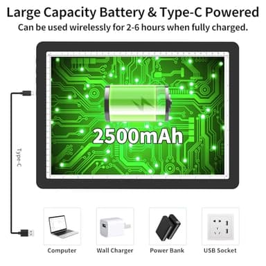 TOHETO Rechargeable A4 Light Board with Stand, Super Bright Magnetic Light Pad with Side Buttons, Wireless Light Box for Tracing and Drawing, Cordless LED Light Table for Diamond Painting, Sketching - Image 4