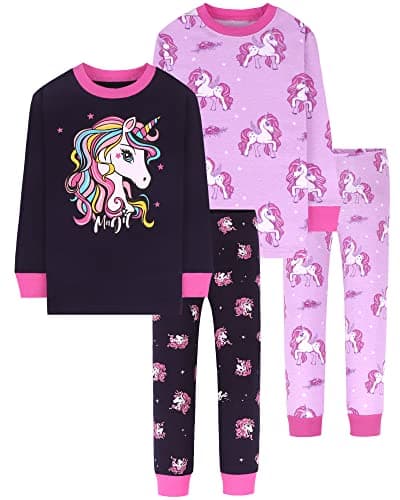 DAUGHTER QUEEN Girls Pajamas Size 6 Pjs for Girls 6t 100% Cotton Long Sleeve Pj Sets Toddler Kids Sleepwear Unicorn Jammies Night Clothes Small 6X 5-6 Years Old - Image 1