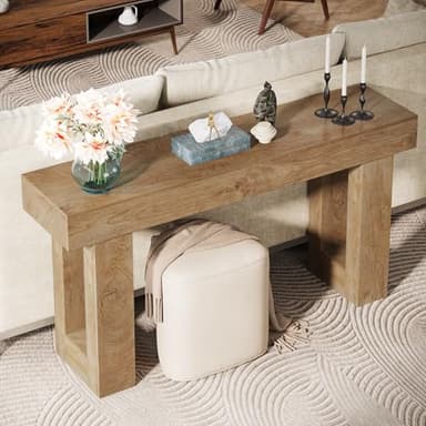 Tribesigns 63-Inch Long Console Table, Wooden Rectangular Sofa Table Behind The Couch, Farmhouse Entryway Table for Entrance, Hallway, Living Room (Natural) - Image 5