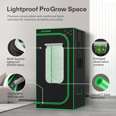 VIVOSUN GIY Plus Smart Grow Tent Kit, 2x2ft 1-Plant System, WiFi-Integrated Automatic Grow System with 2000D Mylar Grow Tent, Full-Spectrum Programmable Grow Light, Enhanced Ventilation & Circulation - Image 6
