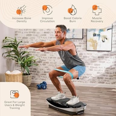 Lifepro Rumblex Max 4D Black Vibration Plate Exercise Machine with Loop Resistance Bands for Home Fitness Shaping Training Recovery Tone & Strength - Image 7