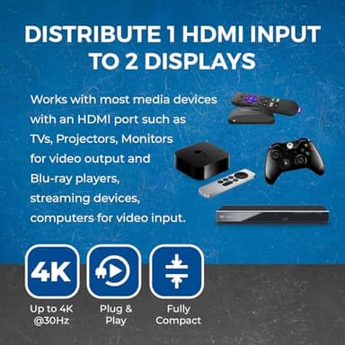 OREI HDMI Splitter 1 in 2 Out - For TV Mirror Only - Not for Multi Monitors, No HDCP bypass, USB Powered, No Adapter Included,1080P@60Hz & 4K@30Hz Resolutions – HDMI Splitter (HD-102) - Image 8