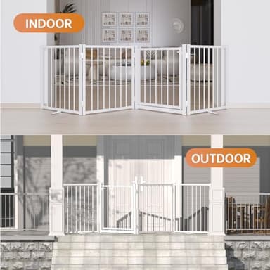 SNUOWU Full Metal Freestanding Dog Gate with Door, 24'' Height Foldable Pet Dog Fence for Indoor & Outdoor, 6 Panels Extra Wide Free Standing SmallDog Gates for Doorways,House,Stairs,Porch,Deck,Yard - Image 7