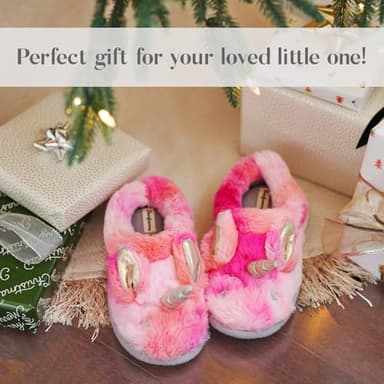 Dearfoams Easter Basket Stuffers Gifts for Kids Washable Animal Critter Slippers, Unicorn, 1 Big Kid - Image 3