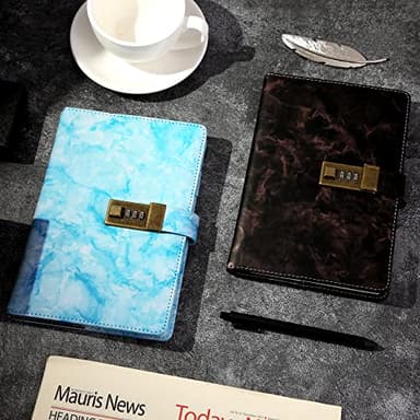 CAGIE Marble Diary with Lock for Girls, Waterproof Journal with Lock 192 Pages Secret Women Locked Diary with Pen, Password Locked Journals for Men and Boys, A5 Black - Image 8