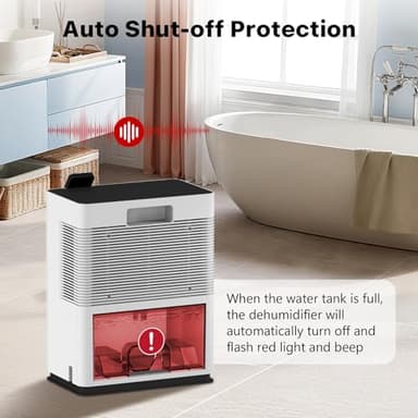 NineSky Dehumidifier for home, 98 OZ Dehumidifier for Room, Dehumidifiers for Bathroom, Bedroom, Basement (800 sq. ft.) with Auto Shut Off, 5 Colors LED Light(H2 White) - Image 5