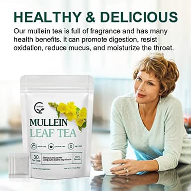 Mullein Leaf Tea Bags - Lungs Cleanse and Respiratory Support, Herbal Teas, Caffeine Free, 30 Tea Bags - Image 5