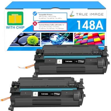 148A 148X Toner Cartridge Black Compatible Replacement for HP 148A 148X W1480X W1480A for HP Laserjet Pro 4001dw 4001dn 4001n MFP 4101fdw 4101fdn Printer Ink (with Chip) (2 Pack) - Image 1