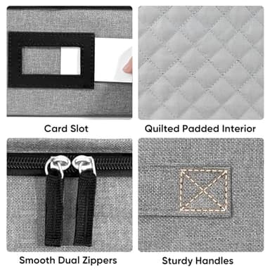 BALEINE China Storage Containers, Sturdy Quilted Wine Glass Storage, Plate Organizer with Carry Handles, Moving Boxes for Dishes, Cups, Mugs and Stemware (Plate Mug Combo, Hard Shell Grey) - Image 4