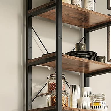 IRONCK Bookshelf 6-Tier Ladder Shelf 110lbs Display Shelf Vintage Industrial Style Bookcase for Home Office, Living Room - Image 4