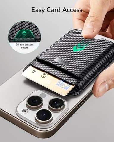 ESR for MagSafe Wallet with Find My Functionality, 5 Cards Holder, RFID-Blocking, Strong Magnetic Wallet for iPhone, for iPhone 17/16/15/14/13/12 Series, Not for 13/12 Mini, Black Carbon Fiber - Image 5