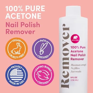 Ella+Mila 100% Acetone Nail Polish Remover - Pure Acetone Fingernail Polish Remover for Removal of Glue, Gel, Acrylic - 8oz - Image 5