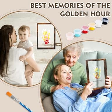 Himake Family Handprint Kit: DIY Art and Craft Keepsake Frame with Non-Toxic Paints, Perfect for New Parents, Grandparents, and Family Special Gifts, Black - Image 4