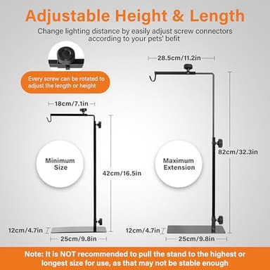 Simple Deluxe Reptile Light Stand Adjustable 16-32 inch Floor Lamp Holder, Metal Bracket for Reptile Tank & Terrarium Heating Light - Image 3
