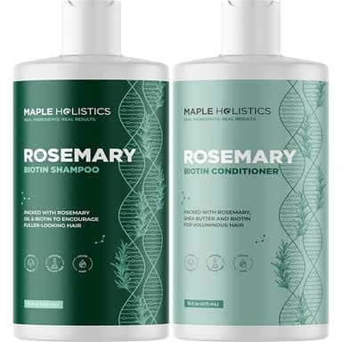 Biotin Rosemary Shampoo and Conditioner Set - Vegan Biotin Shampoo and Conditioner Set Volumizing Complex with Rosemary Essential Oil for Fine Weak & Dull Hair - Sulfate & Paraben Free (16 Fl Oz) - Image 8