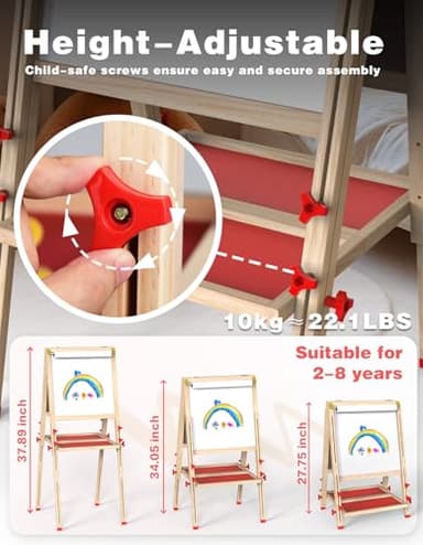 Joyooss Art Easel for Kids Easel, Foldable Toddler Easel for Painting Double Sided Whiteboard & Chalkboard, Standing Drawing Board with Paper Roll Children Easel for Kids Ages 2-4 4-8 8-12 - Image 3