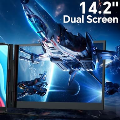 POTTMACEE 14.2" Laptop Screen Extender, 0.17" Ultra-Thin FHD 1080P IPS Portable Monitor for Laptop, Dual Screen Travel Monitor Extender, Plug-Play for Windows/Mac/Chrome, Fit 13”-17.3” Laptops - Image 3