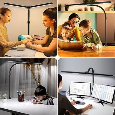MACASA Double Head LED Desk Lamp with Remote Control for Home Office 24W Brightest Computer Desk Light for Workbench Drafting Architect Study Reading with Anti-Glare Cover - Image 7
