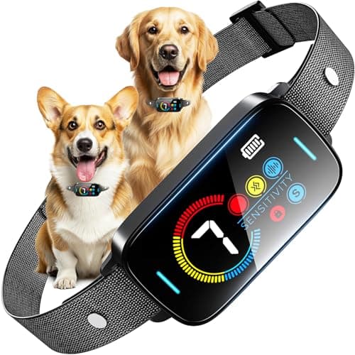 Ultrasonic Smart Bark Collar for Large Medium Small for Dogs Automatic Anti Barking Training Collar Rechargeable Bark Collar with Waterproof Vibration and Beep 7 Sensitivity Black - Image 1