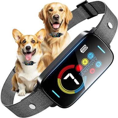 Ultrasonic Smart Bark Collar for Large Medium Small for Dogs Automatic Anti Barking Training Collar Rechargeable Bark Collar with Waterproof Vibration and Beep 7 Sensitivity Black - Image 1