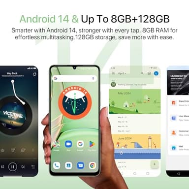 UMIDIGI G9T Unlocked Cell Phone, Dual 4G SIM, 4GB+128GB/1TB TF, Android 14 Smartphone, 6.75" HD+ 90Hz Display, 5000mAh Battery, 18W Fast Charging, 13MP Camera, GPS - Image 2