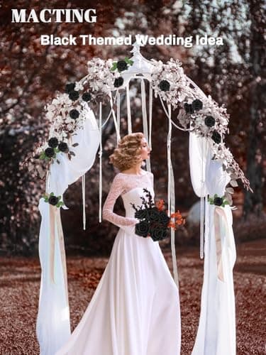 MACTING Artificial Black Rose Flowers 30PCS Real Touch Fake Flowers with Stem Foam Roses for DIY Wedding Bouquet Gifts Table Centerpieces Party Bridal Shower Home Gothic Halloween Decor - Image 3