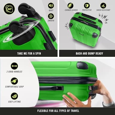 Kenneth Cole REACTION Out of Bounds Lightweight Hardshell 4-Wheel Spinner Luggage, Kelly Green, 28-Inch Checked - Image 4