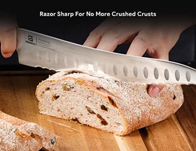 Piklohas Resharpenable Bread Knife, 10 Inch Multifunction Serrated Knife for Homemade Bread, Razor Sharp Sourdough Slicing with Innovative Wavy Edge for Efficient Cutting, Baking & Wedding Gifts - Image 3