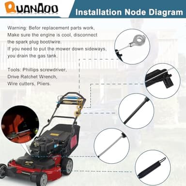 Quanaoo Brake Cable 133-1998 for Toro 30" Timemaster Lawn Mower Blade Engagement Cable Replacement fits 21199 21200 20976 20978 Replaces 115 8439 Walk Behind Lawnmower Brake Cable Parts - Image 6
