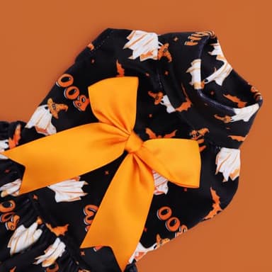 CuteBone Turtleneck Dog Velvet Dress Halloween Puppy Skirt Costume Pet Clothes Cat Apparel with Bow Hair Rope for Small Dogs CVD17M - Image 2