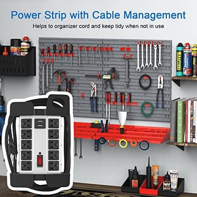 CCCEI Heavy Duty Power Strip with USB Ports, Garage 10 Outlets Surge Protector 2700 Joules, Industrial Workshop Metal 15Amp Multiple Outlets, 10 FT Extension Cord and Wide Spaced Grey. - Image 6