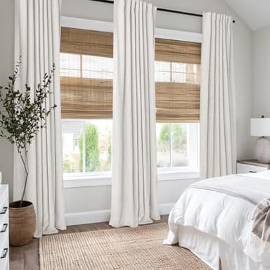 INOVADAY 100% Blackout Curtains 96 Inches Length 2 Panels Set, Back Tab/Rod Pocket Linen Black Out Curtains for Bedroom, Thermal Insulated Window Drapes - Beige, W50 X L96 - Image 5