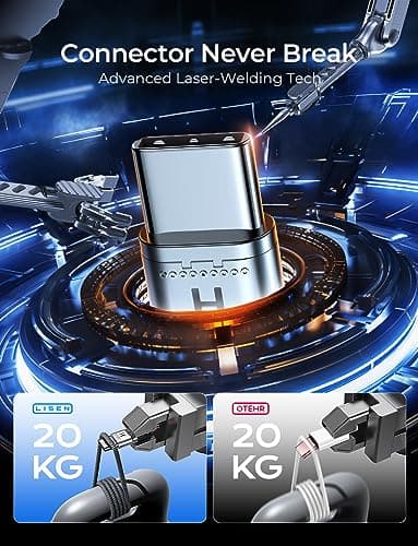 LISEN USB C to USB C Cable Fast Charging Cords 240W Type C Charger Fast Charging Cord Type C Cable for iPhone 16 15 iPad MacBook Pro Air Samsung S25 Switch,3.3ft+3.3ft/2 Pack/Midnight - Image 4