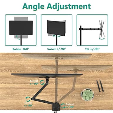 WALI Monitor Arm Mount for Desk, Single Extra Tall Computer Desk Mount, Monitor Bracket Mount Stand Single, up to 32 inch, 22 lbs (M001XL), Black - Image 5