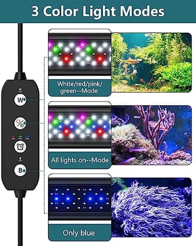 SEAOURA Led Aquarium Light for Plants-Full Spectrum Fish Tank Light with Timer Auto On/Off, 18-24 Inch, Adjustable Brightness, White Blue Red Green Pink LEDs with Extendable Brackets for Freshwater - Image 2