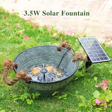 AISITIN 3.5W Solar Water Fountain, Solar Fountain Pump with 2025 New Glass Solar Panel and 4 Nozzles, Solar Water Pump for Bird Bath, Swimming Pool, Garden, Fish Tank and Ponds - Image 2